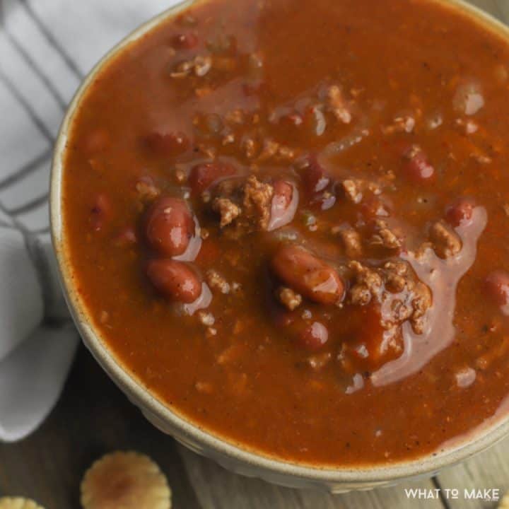 Delicious bowl of chili made in a pressure cooker