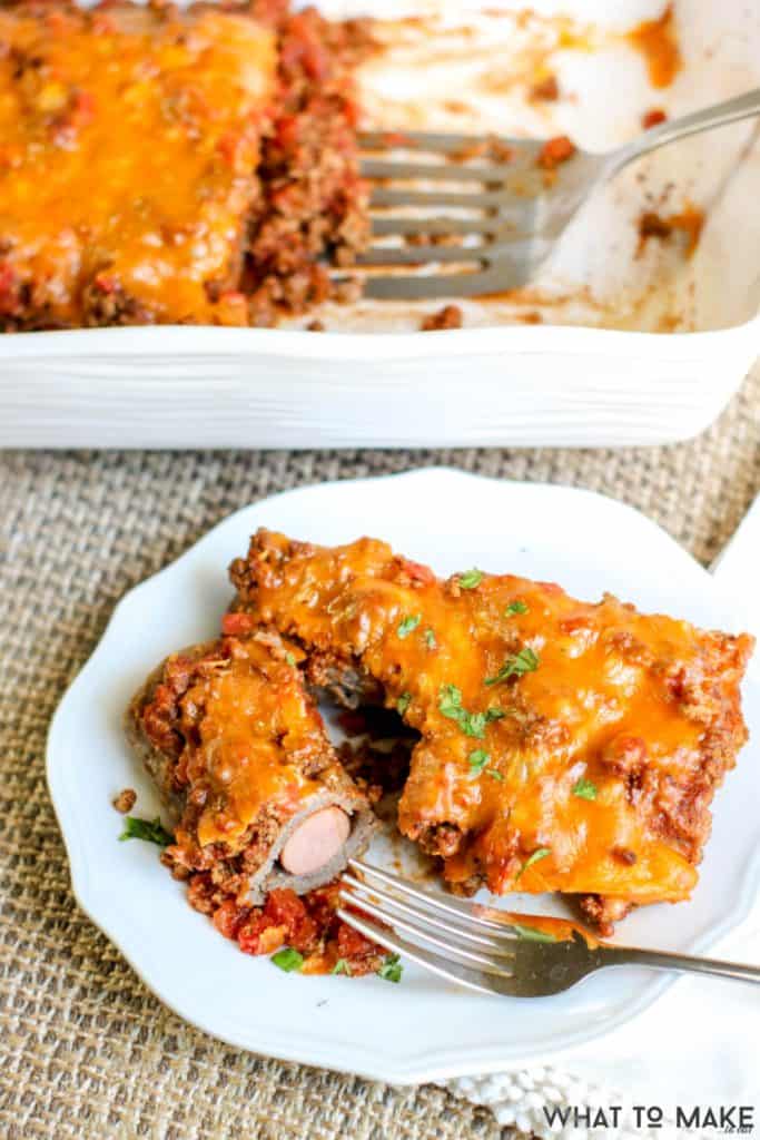 This recipe for a chili cheese hot dog casserole with tortillas is sure to become a family favorite. Sub regular tortillas for a low carb variety and you have a low carb casserole.