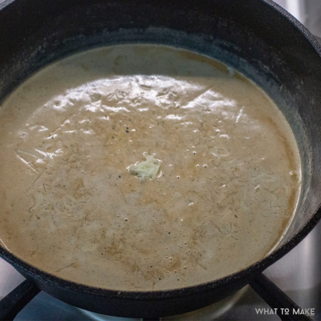 In process image of a simple cajun chicken pasta dish