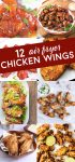 8 images for how to cook wings in an air fryer. Text reads "12 air fryer chicken wings"