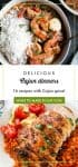 2 images of traditional cajun recipes. Text reads "Delicious Cajun dinners. 16 recipes with Cajun spice!"