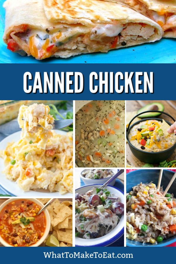Collage of several canned chicken recipes
