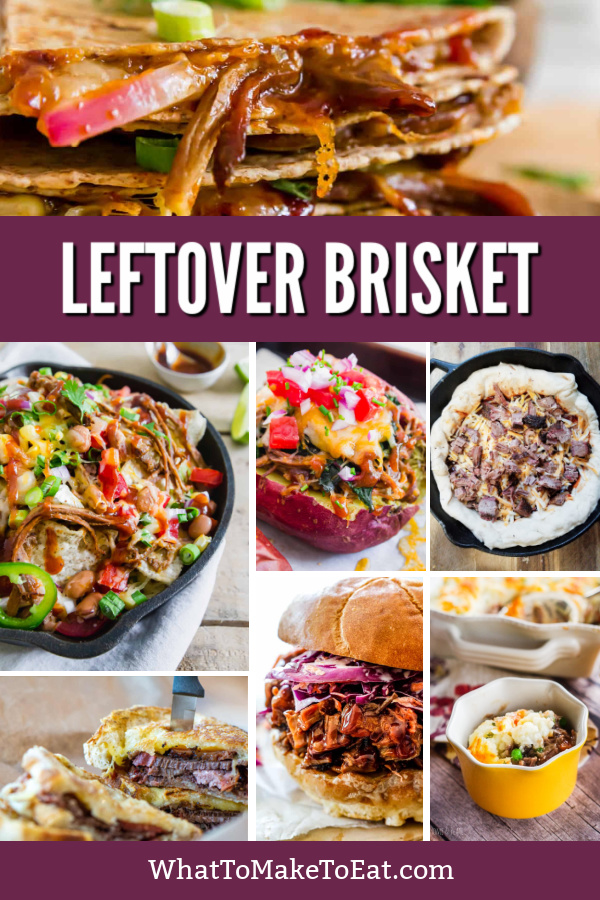 Collage of leftover brisket recipes