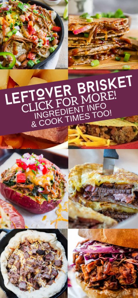 Collage of leftover brisket recipes