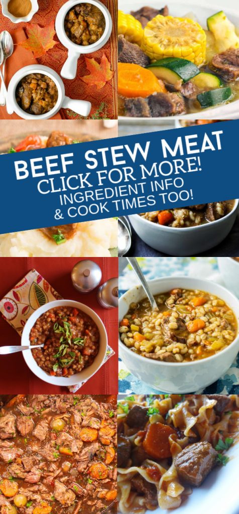 Collage of several beef stew meat recipes