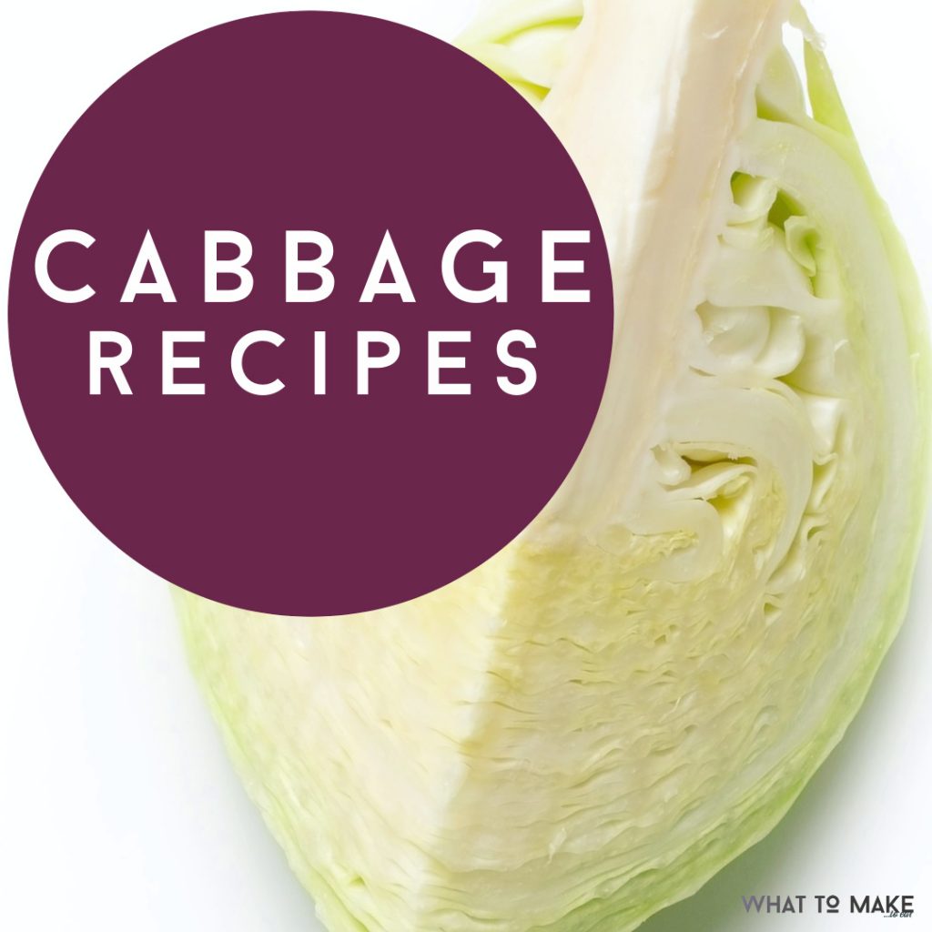 Wedge of cabbage. Text reads "Cabbage recipes"