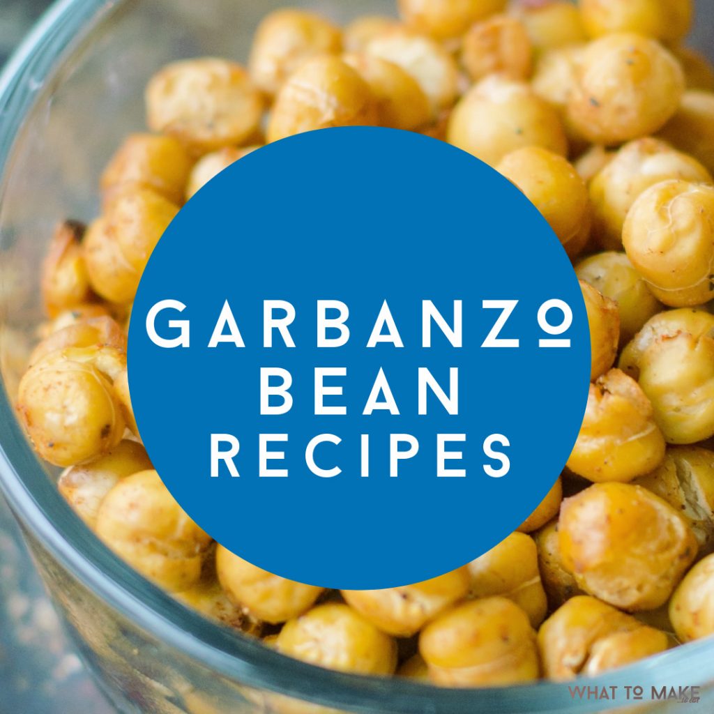 Image of chickpeas in a bowl. Text reads "Garbanzo bean recipes"