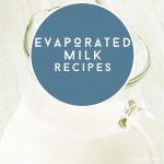 pitcher of evaporated milk. Text reads "Evaporated Milk Recipes"