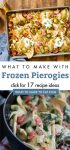 plate of pierogies. Text reads "what to make with frozen pierogies"