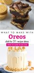 Images of recipes made with golden Oreos. Text reads "What to make with Oreos"
