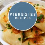 plate of pierogies. Text reads "pierogies recipes"
