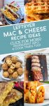 Dishes made with cooked mac & cheese. Text reads "Leftover Mac & Cheese Recipe Ideas"