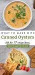 Dishes made with canned oysters. Text reads "What to make with canned oysters"