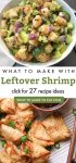 Dishes made with shrimp. Text reads "What to make with leftover shrimp"