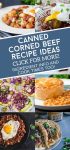 Dishes made with corned beef. Text reads "Canned Corned Beef Recipe Ideas"